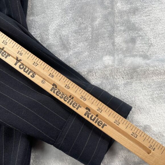 Lauren Ralph Lauren Shirt Womens Medium Navy Pinstripe Wool Button Front Tunic - Picture 11 of 15